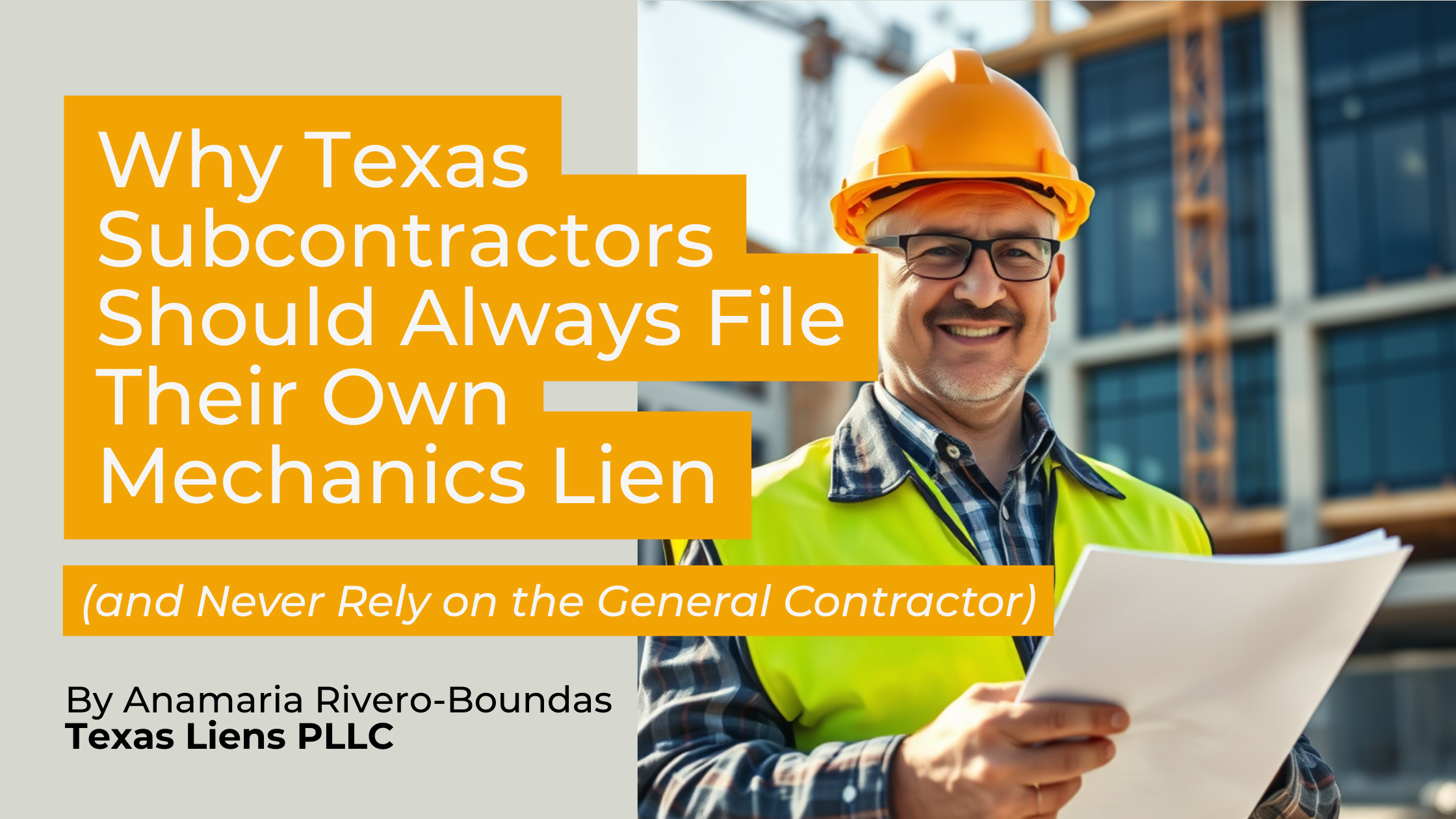 Why Texas Subcontractors Should Always File Their Own Mechanics Lien (and Never Rely on the General&nbsp;Contractor)