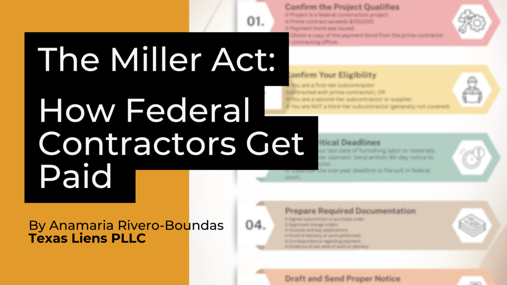 A blog banner showing a blurred Miller Act Cheatsheet for Contractors